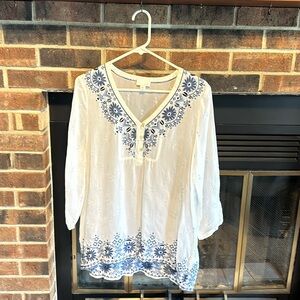 EUC JJill Embroidered Tunic